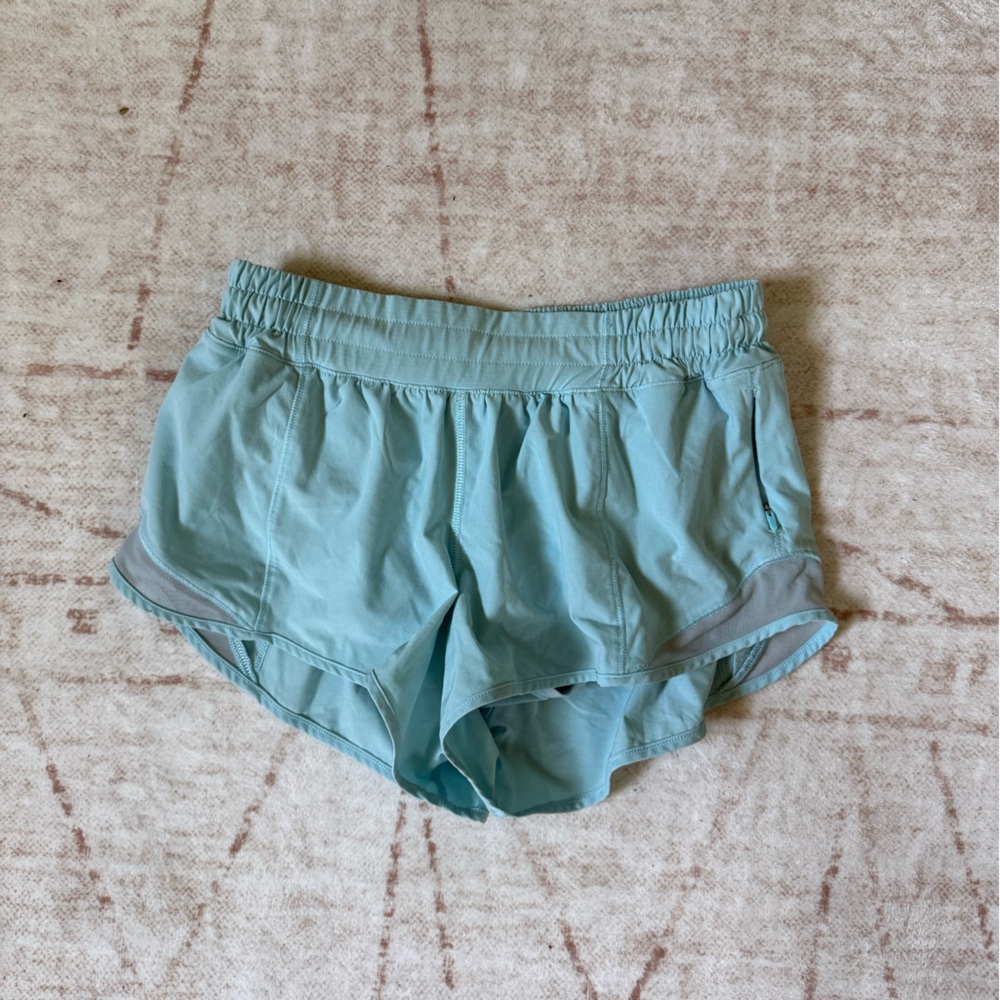 Light Blue Lululemon Hotty Hot shorts